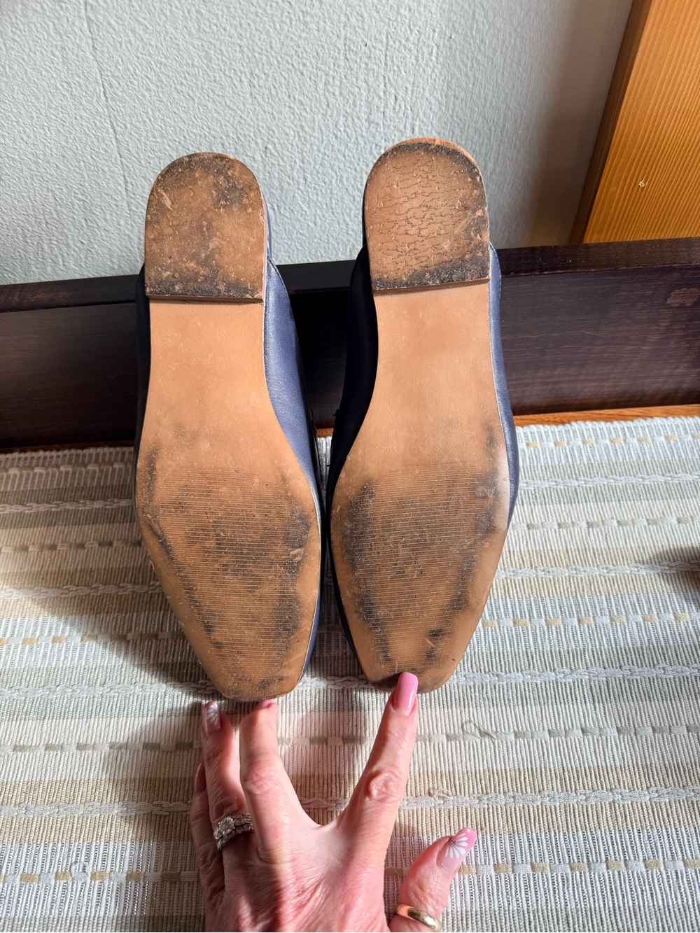 GUC Steve Madden Leather Backless Loafers in Navy with Horsebit Detail - Size 8 - Picture 11 of 12